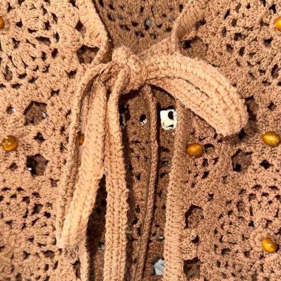 Zara Terracotta Crochet Tie-Front Vest with Wooden Beads - Picture 5 of 6